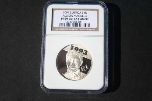 2007 SILVER R1 MANDELA COIN NGC GRADED PF 69 UC